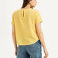 Women's Textured Yellow Round Neck Top - 5e1c9769-8002-452e-a636-48d5d9977c4f View
