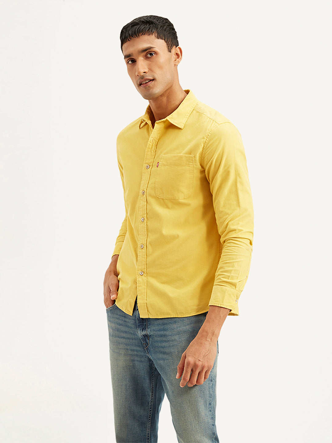 Men's Solid Slim Fit Corduroy Shirt