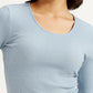 Women's Textured Light Blue Scoop Neck Top - 81769885-4e99-4a47-b51d-8ac3d29f0815 View