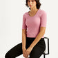 Women's Textured Pink Scoop Neck Top - 834a111b-a831-452e-9796-20c2905f4d9f View