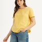 Women's Textured Yellow Round Neck Top - 87de3ec6-5bc5-4b1b-b8e8-3f4bef850ddc View