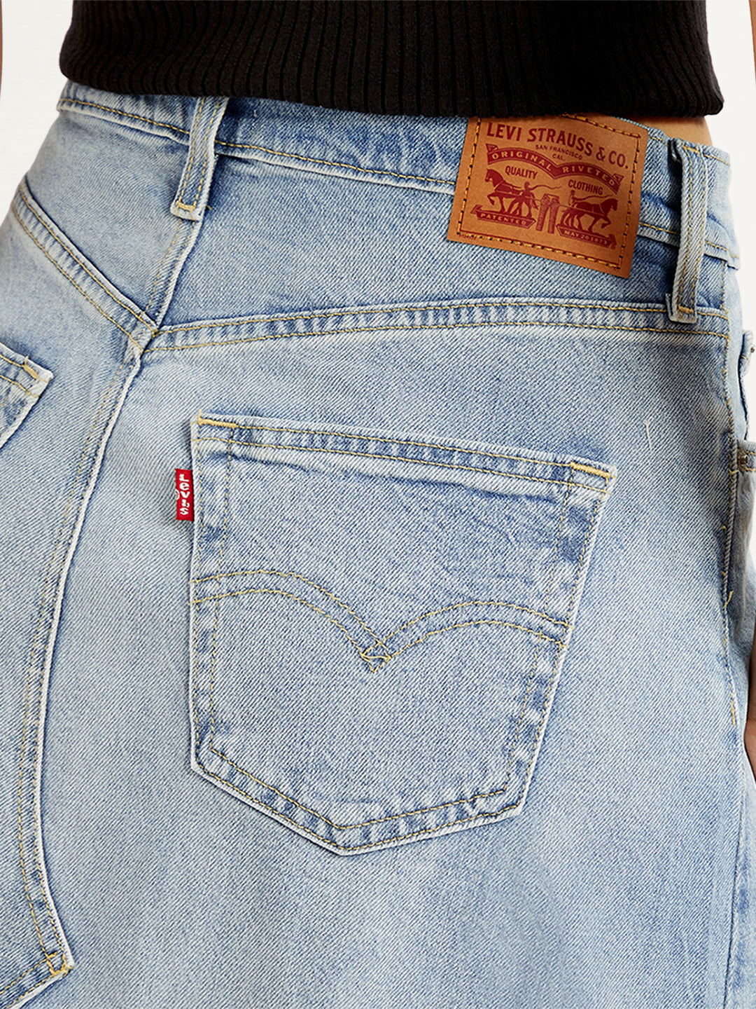 Women's High Rise Blue A-Line Skirt - 90bfc08b-546e-4453-991c-550f61b0e685 View