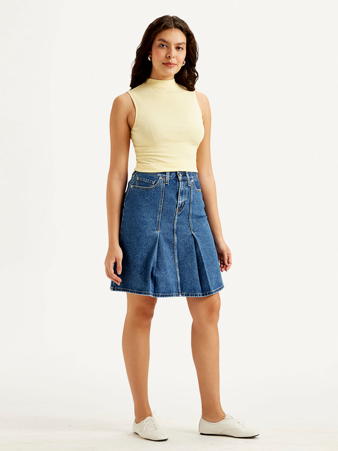 Women's High Rise Blue A-Line Skirt - 982eeea3-f078-446a-9517-5a1302ddf1f6 View