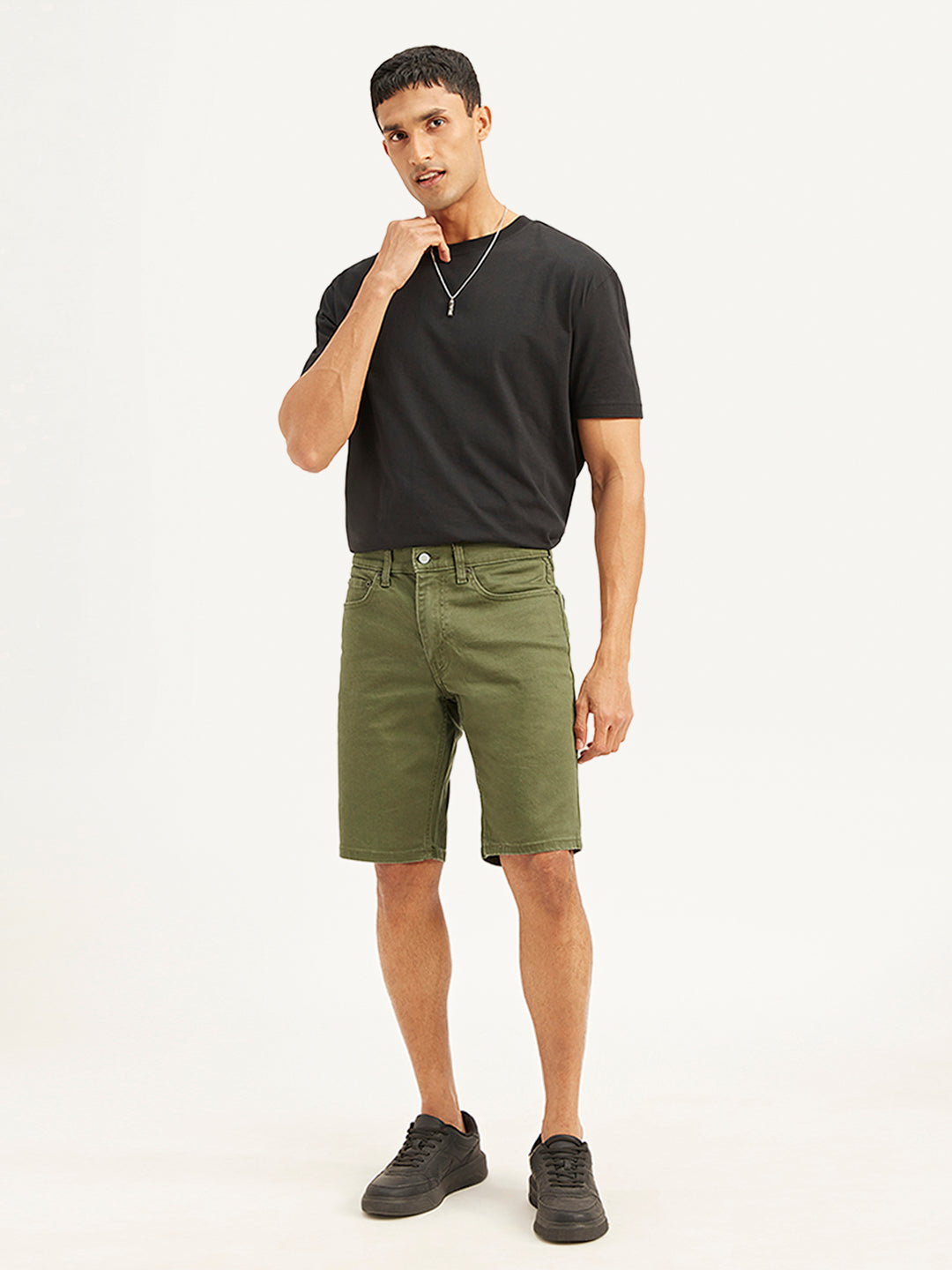 Men's Olive Tapered Shorts