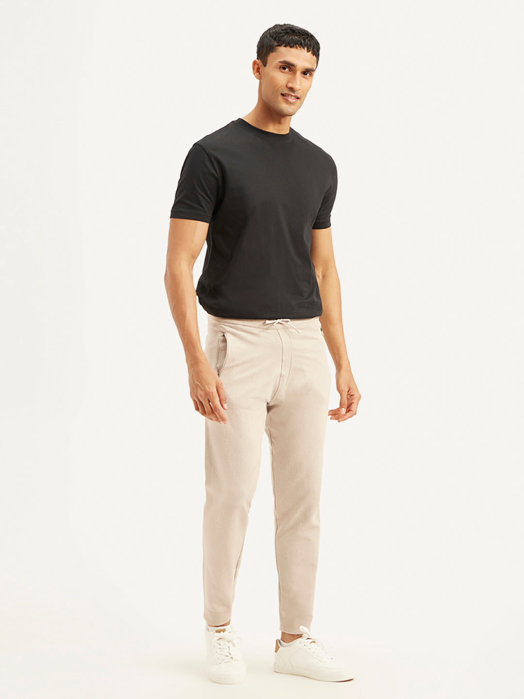 Men's Beige Solid Joggers - a1ac0bc4-8353-4ba2-b3b5-e40d7ece07c3 View