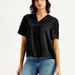 Women's Solid Black V-Neck Top - ac78134e-b6ce-4e48-9b06-dfeea8c24d70 View