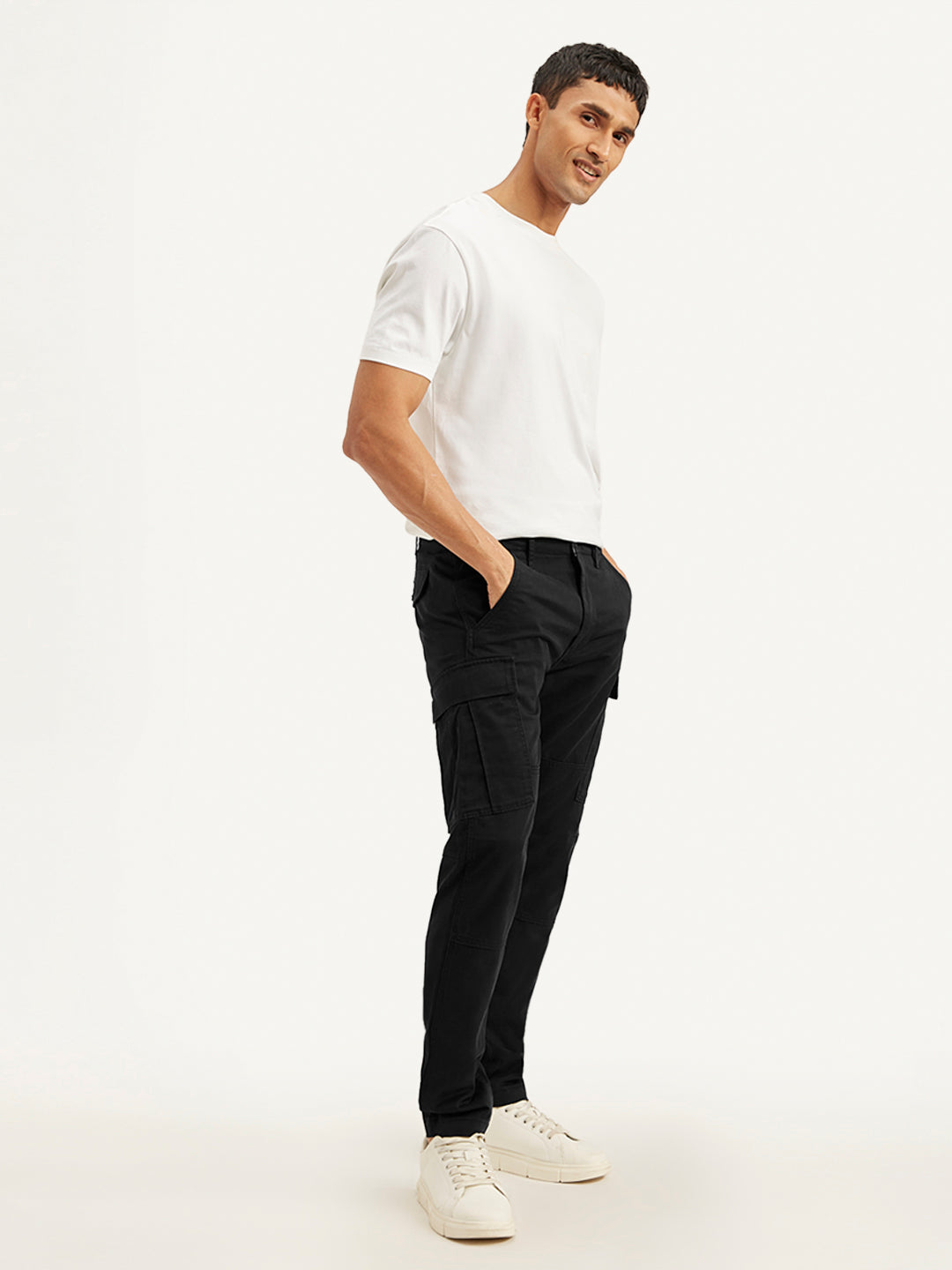 Men's Black Relaxed Fit Cargo Trousers - aebf1f5e-284b-420c-8f7c-19aef00775fb View
