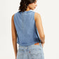 Women's Solid Light Blue Round Neck Denim Crop Top - b97d39a0-65ea-4f45-8d5e-348f753009b0 View