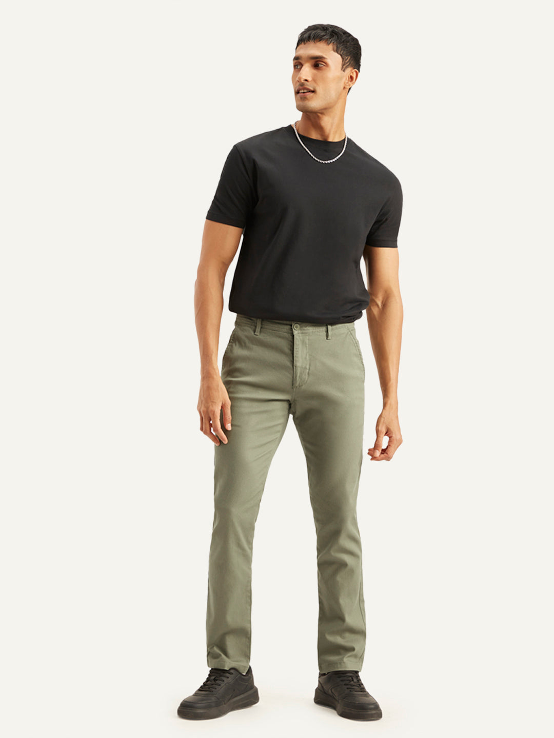 Men's Olive Slim Fit Chinos - ccfea23f-5c6a-4e02-ab7c-6e0575618f6a View