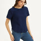 Women's Textured Navy Round Neck Top - d692e813-2f50-4154-aae7-32af3f948d00 View