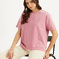 Women's Solid Pink Round Neck Top - d8141d24-296e-47be-8926-c6484b57c0c0 View