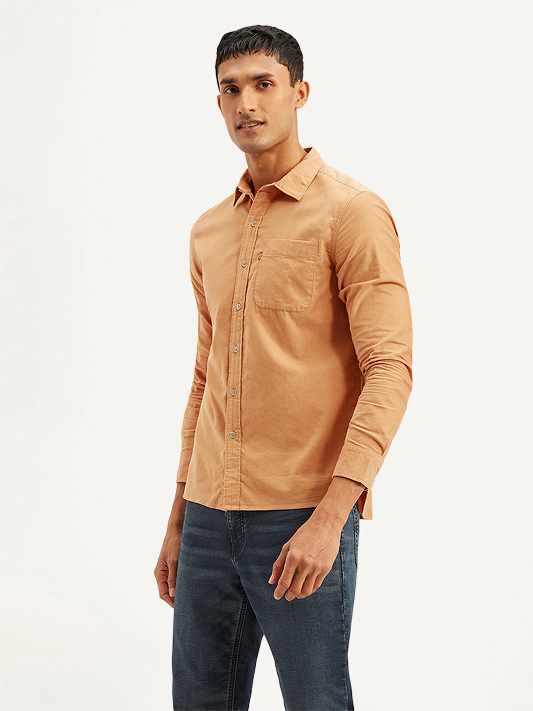 Men's Solid Slim Fit Corduroy Shirt - e7ddaff7-e8bf-471f-ba9e-605414169411 View