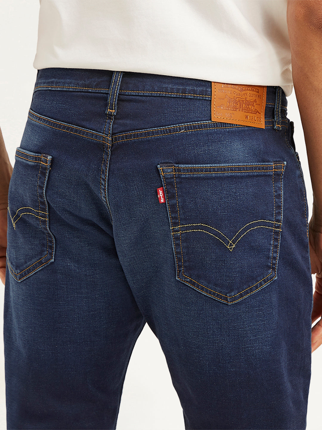 Men's 505 Navy Blue Straight Fit Mid Rise Jeans - ee08df16-5f78-4d75-bade-f13e6b38888b View