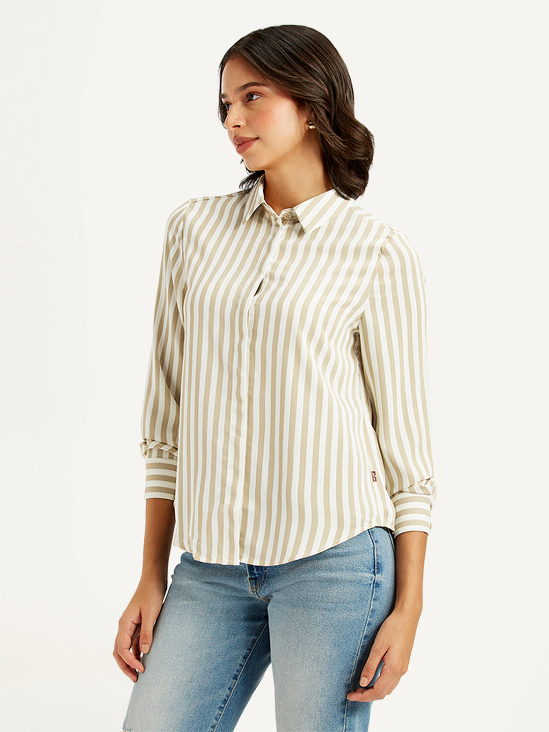 Women's Striped Spread Collar Shirt - f55f0936-5611-42a6-9766-b4392898e75d View