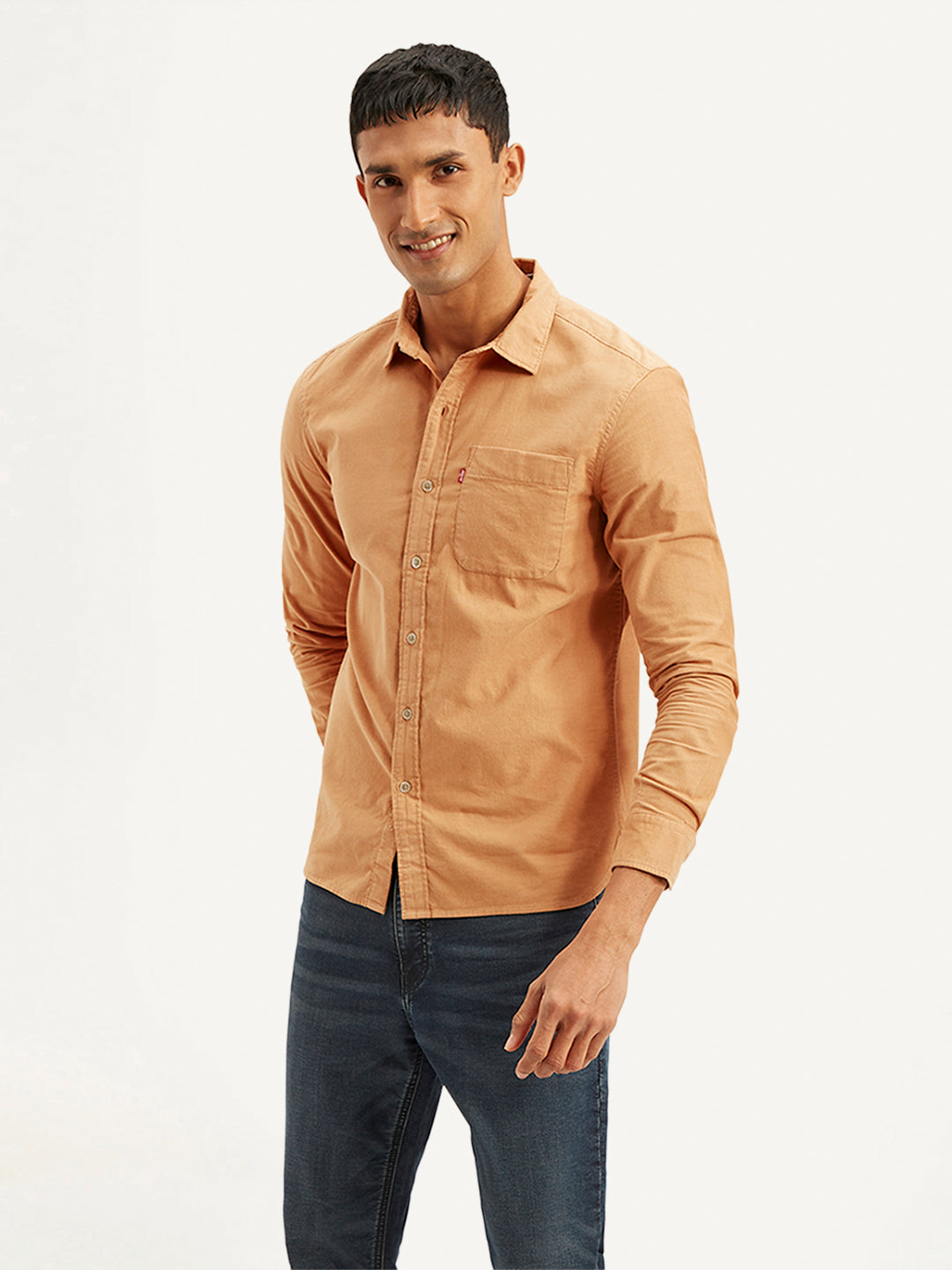 Men's Solid Slim Fit Corduroy Shirt - f8f5fb8b-3e2f-4128-a09c-bb6f5e19d004 View