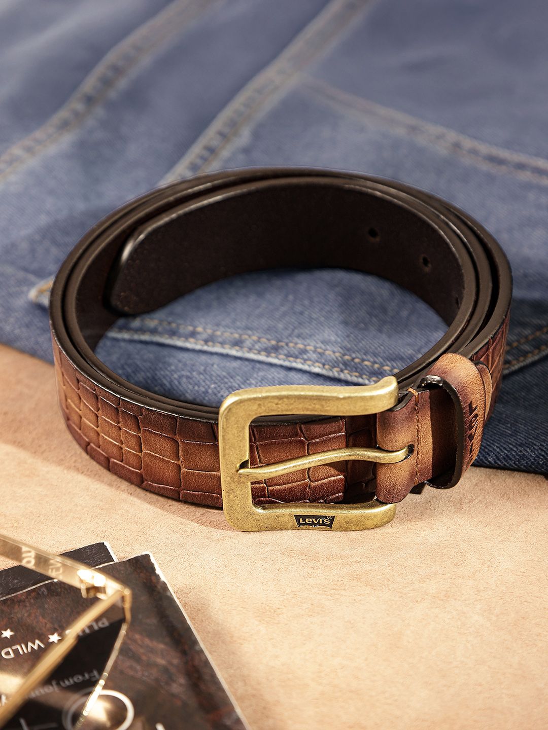 Men's Tan Textured Belt