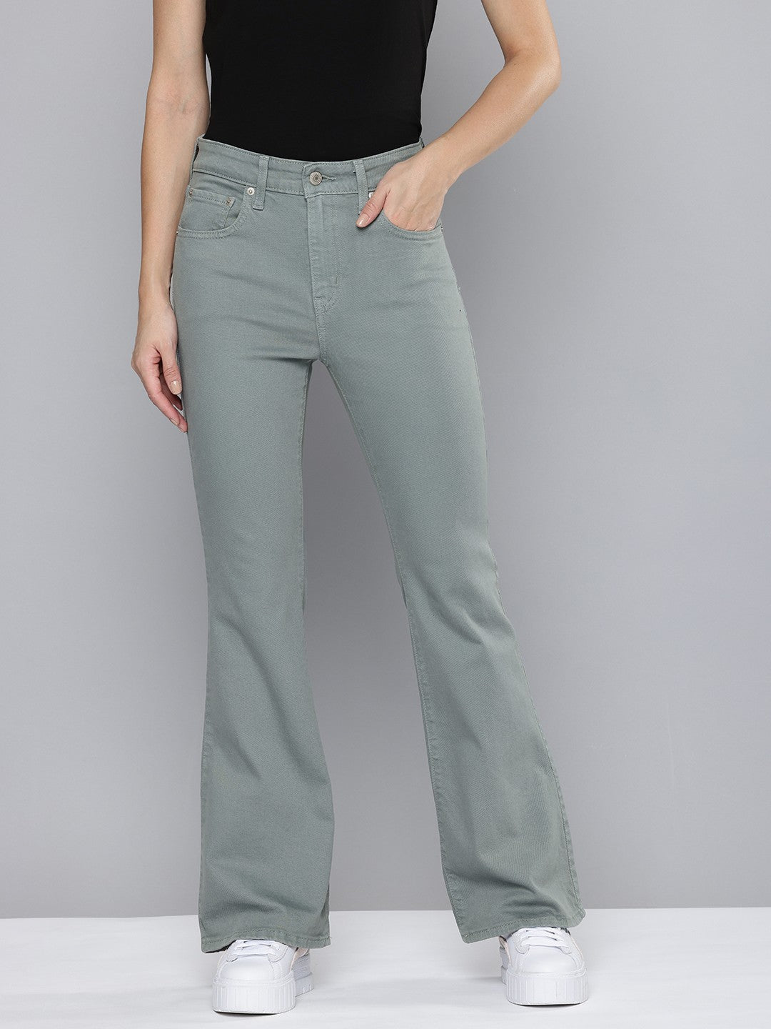 Women's 726 Grey Flared Fit Mid Rise Jeans - e23d031c-766b-4a63-a6a1-abe130b49fb31715857442063-Levis-Women-Jeans-6021715857441519-1 View