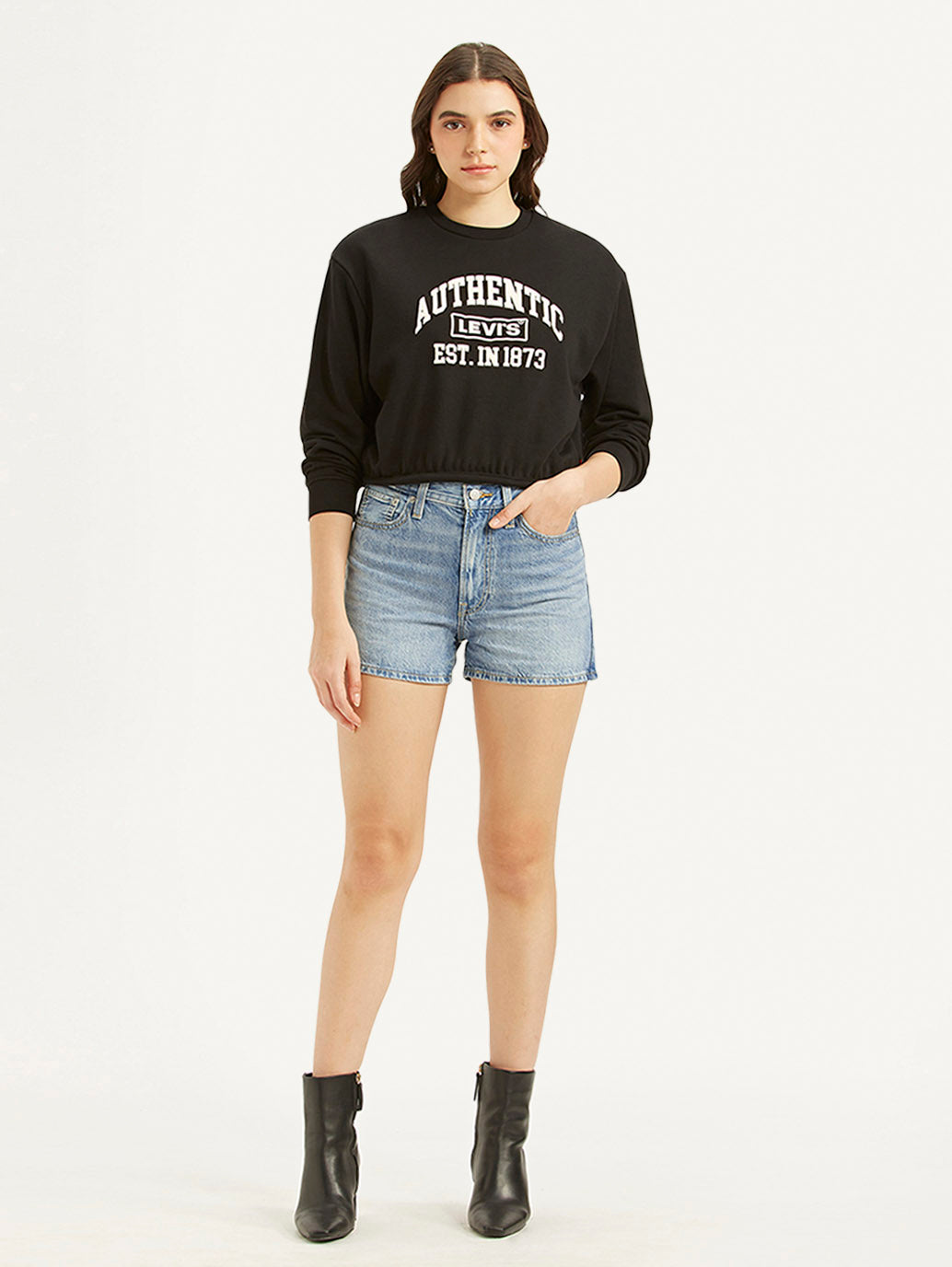 Women's High Rise Blue Regular Fit Shorts - e42735f6febc3d569340e600ceb3ae91 View