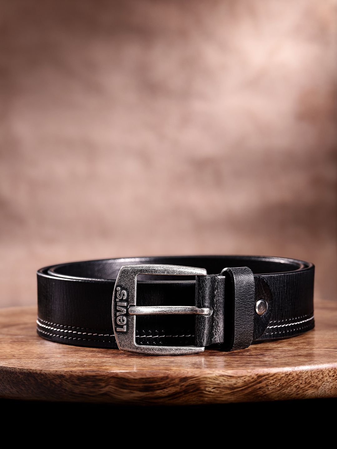 Men's Black Solid Belt - e48e9e18-debc-4ecd-89d7-d74f74e83d801744106621501-Levis-Men-Textured-Leather-Belt-8311744106621233-1 View