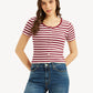 Women's Striped Red Round Neck Top - e5b161663a0cfae423ce9654b1e49539 View