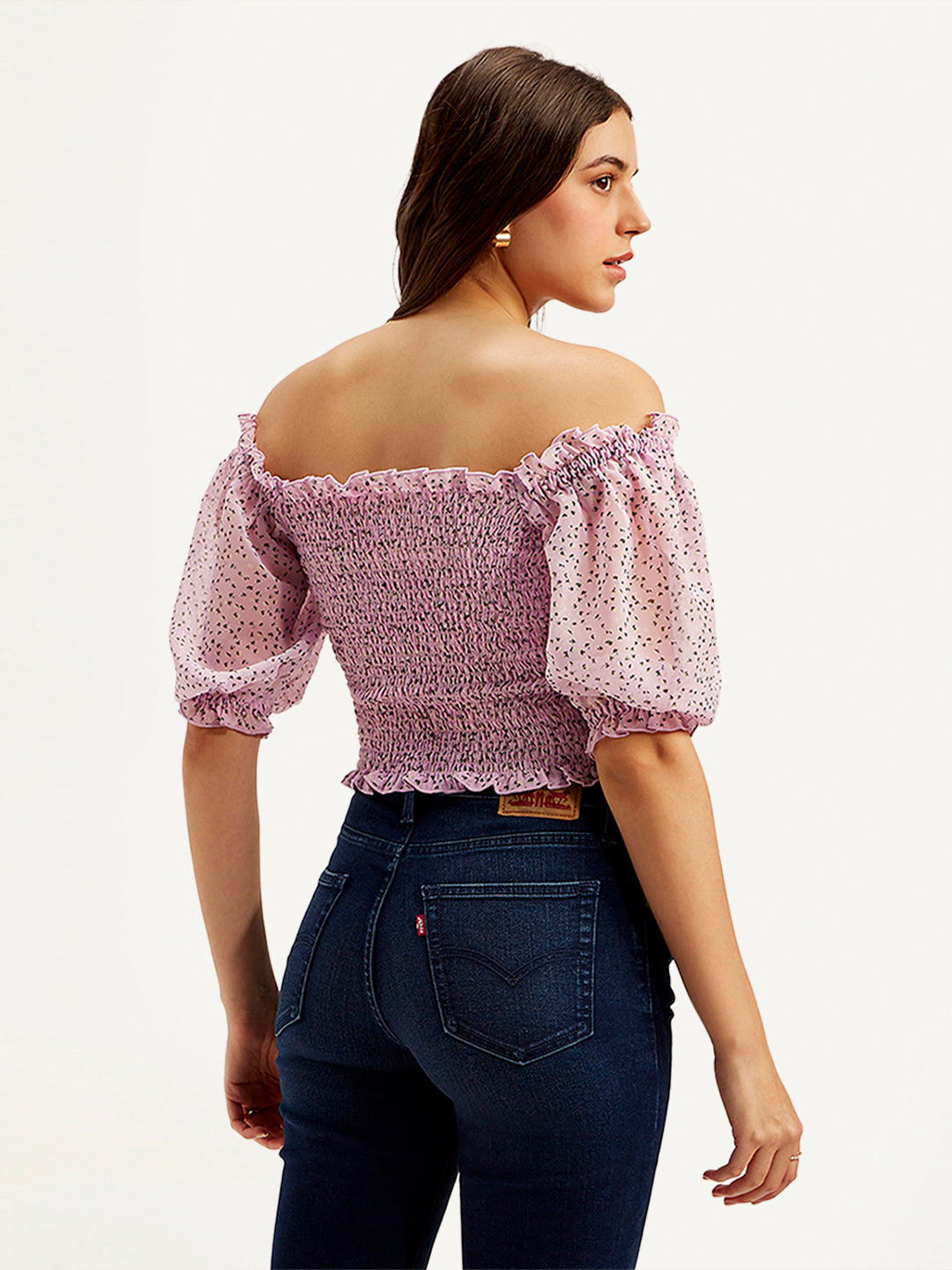 Women's Floral Light-Pink Off Shoulder Top - f0ef8444c187d4335fb09023b0c19b6e View