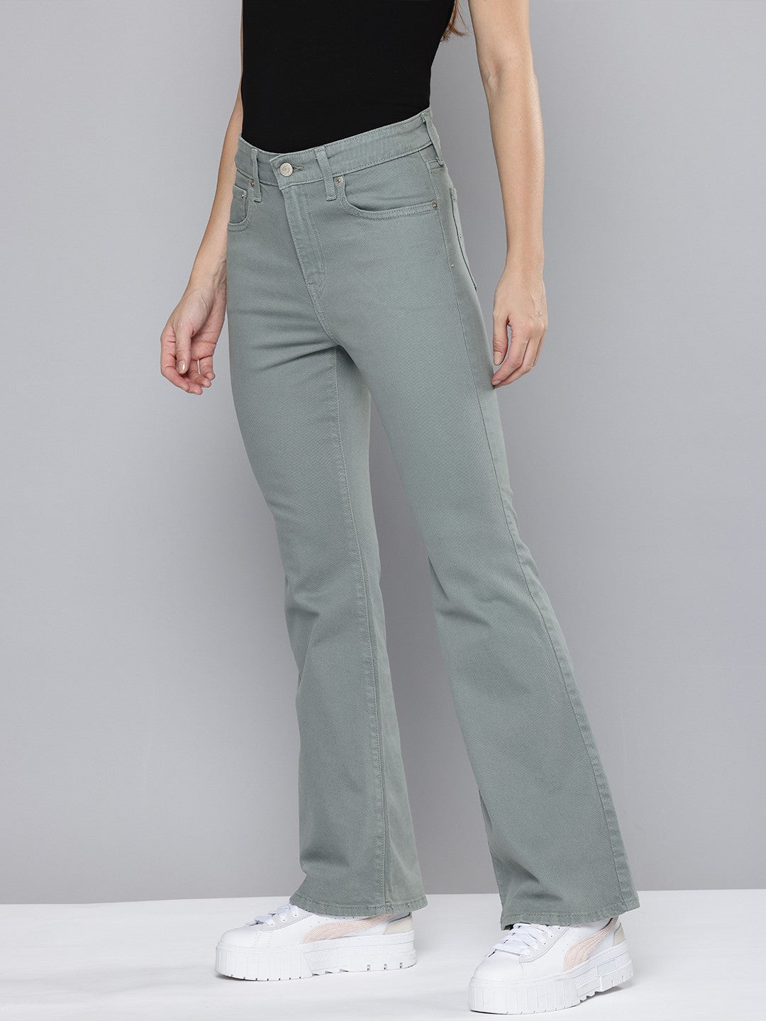 Women's 726 Grey Flared Fit Mid Rise Jeans - f5cb6f10-f556-4bfb-af94-04171bc759f51715857442038-Levis-Women-Jeans-6021715857441519-2 View