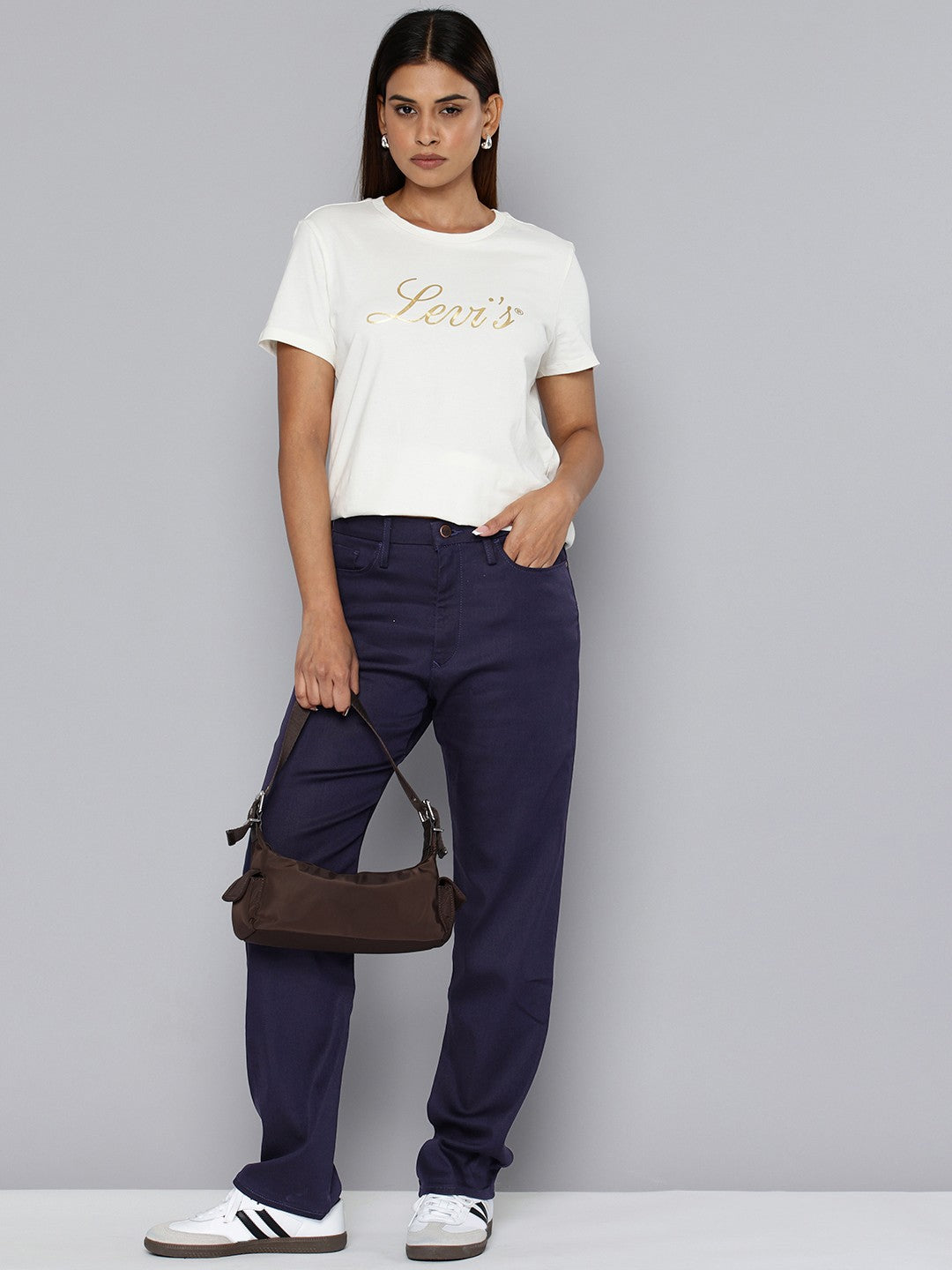 Women's Redloop High Rise Navy Straight Fit Trousers - f5e45a3c-84d3-4389-b6f5-bd42336f5b5b1740742457744-Levis-Women-Trousers-1701740742457096-4 View