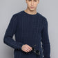 Men's Solid Navy Crew Neck Sweater - 1 View