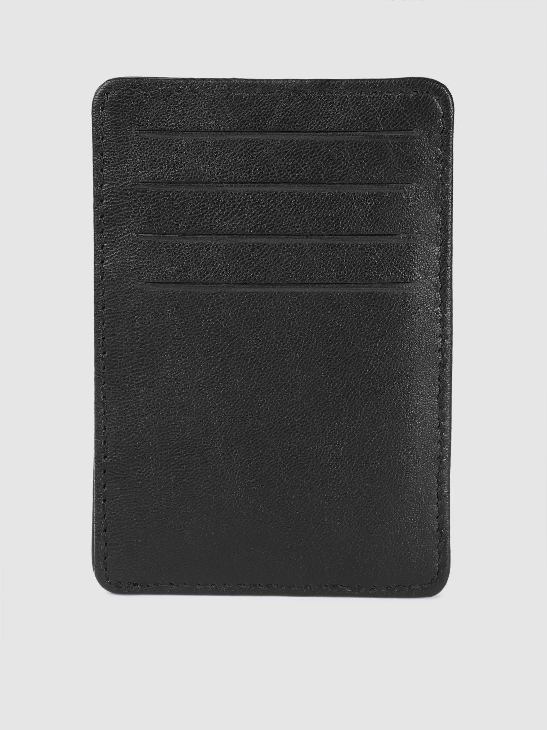 Men's Black Solid Card Holder - f9362fff-bb4f-4b9a-b888-4319d576fc611742210000778-Men-BlackTextured-Leather-Cardholder-6081742210000518-2 View