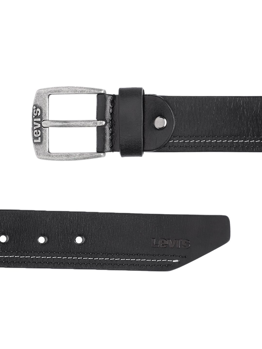 Men's Black Solid Belt - f9c5e3a7-4dda-45b0-9dc3-17088622329c1742192267175-Men-Solid-Leather-Belt-7171742192267074-3 View