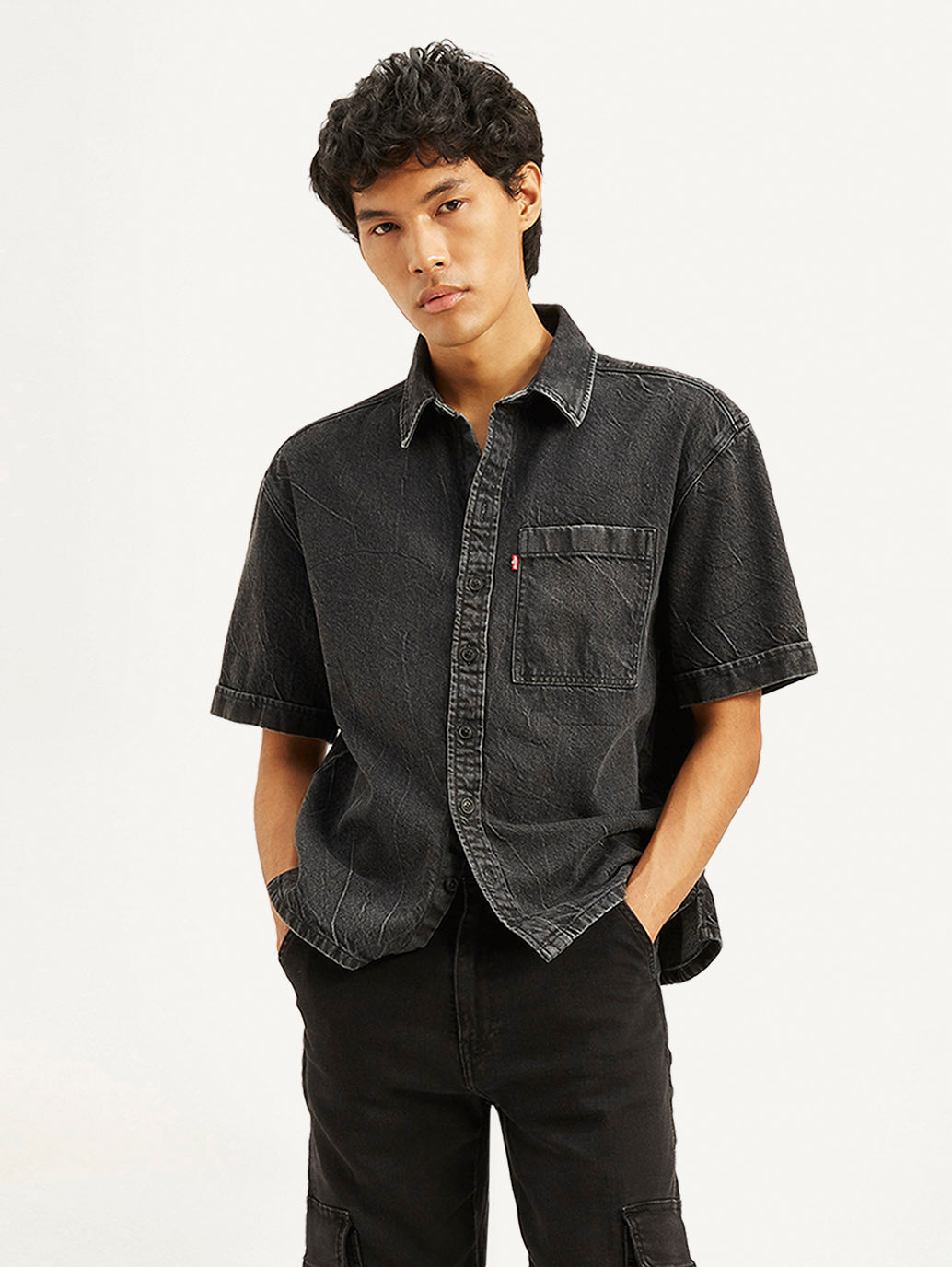 Men's Solid Regular Fit Denim Overshirt