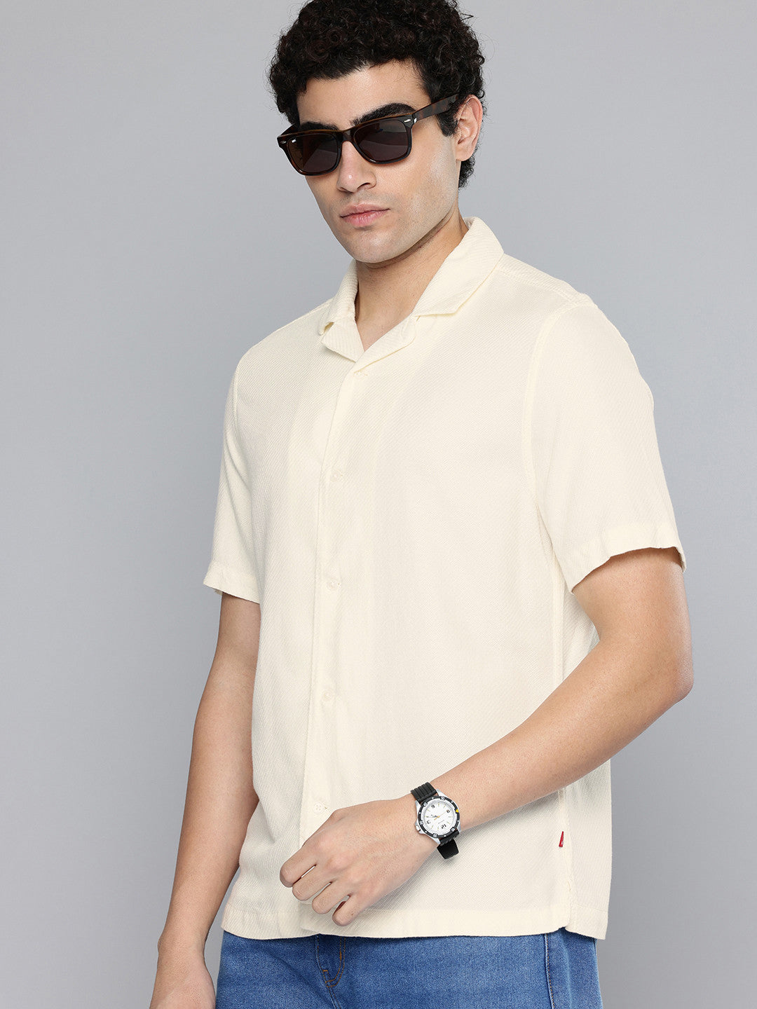 Men's Solid Yellow Spread Collar Shirt - 491a041f9ff84a02ae2fa8aeabfd21d9 View