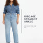 Women's Black Ribcage Straight Ankle Fit High Rise Jeans - 27fa1ff8-62a4-4514-9b6b-a8ca1ffe6fdc View