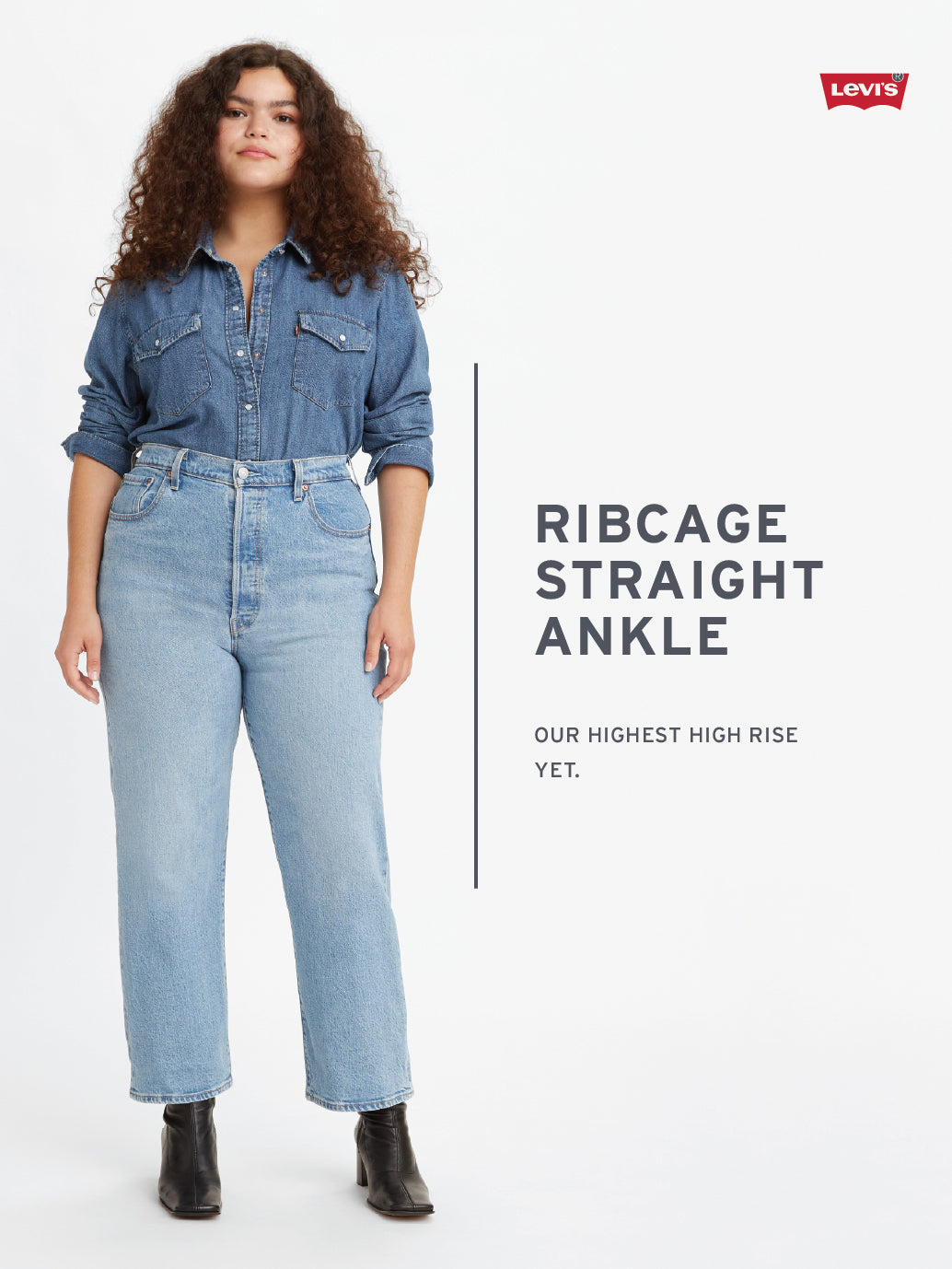 Women's Black Ribcage Straight Ankle Fit High Rise Jeans - 27fa1ff8-62a4-4514-9b6b-a8ca1ffe6fdc View