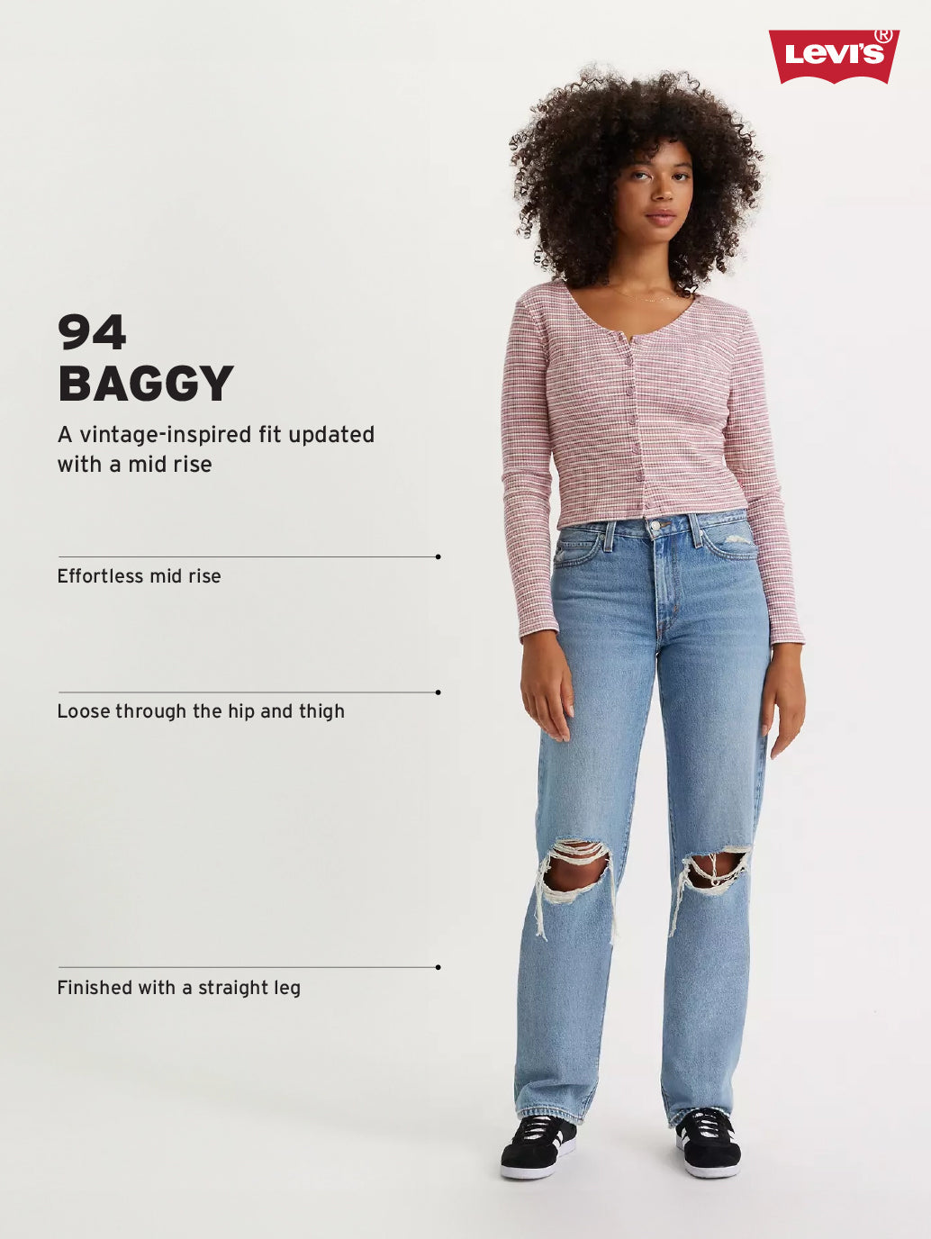 Women's 94 White Baggy Fit Mid Rise Jeans - 94802193-5a61-4472-b4b9-5a36030e9d85 View